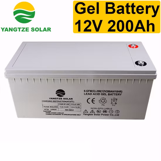 5 Years Warranty Storage Solar 12V 200ah Gel Deep Cycle Battery for Power Bank
