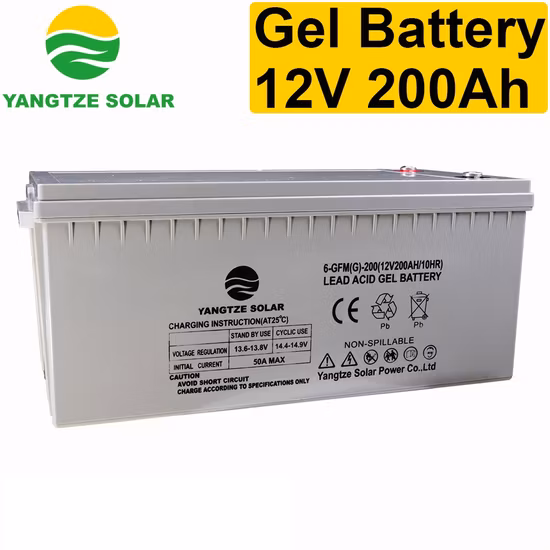 5 años de garantía de almacenamiento Solar 12V 200Ah Batería de ciclo profundo de gel para banco de energía
